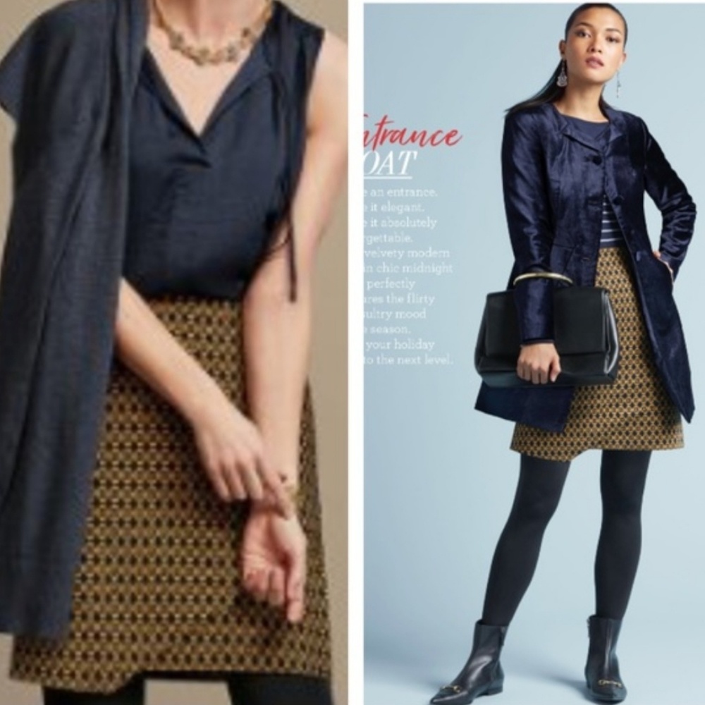 CAbi 3403 Standout Mustard & Navy Mini Skirt